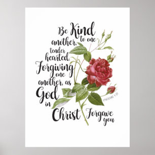 Vintage Rose flower illustrated with bible verse Poster
