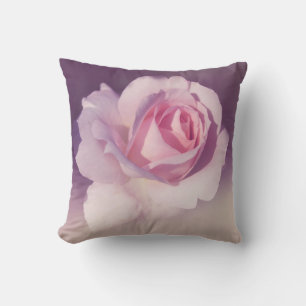 Vintage Rose Flower Pink Purple Design Throw Pillow