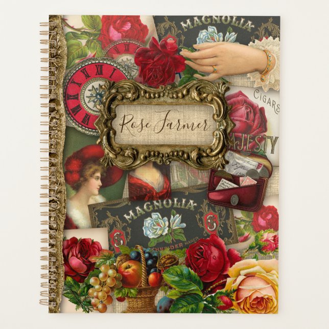 Vintage Rose Flower Planner (Front)