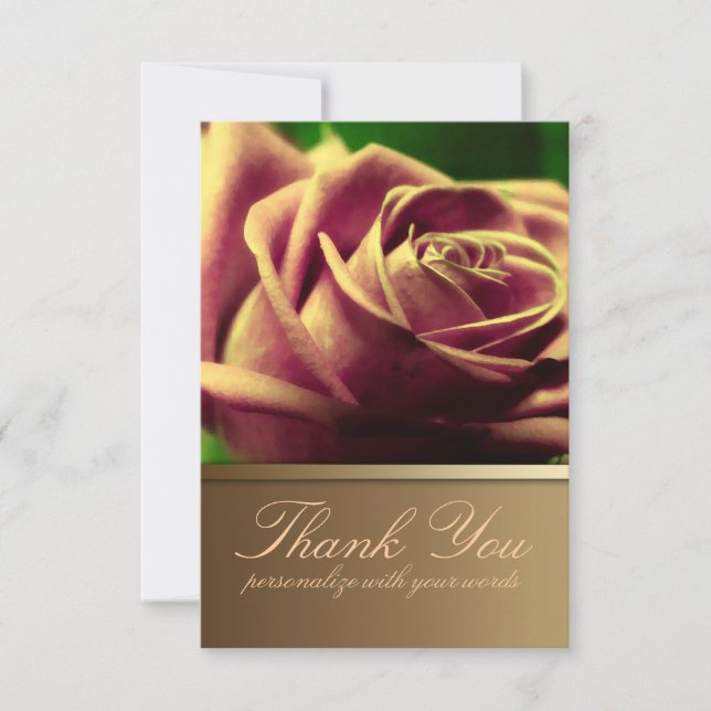 Vintage Rose Flower Thank You Note Invitation (Front)