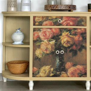 Vintage Rose Flowers Gold Floral Decoupage Tissue  Paper
