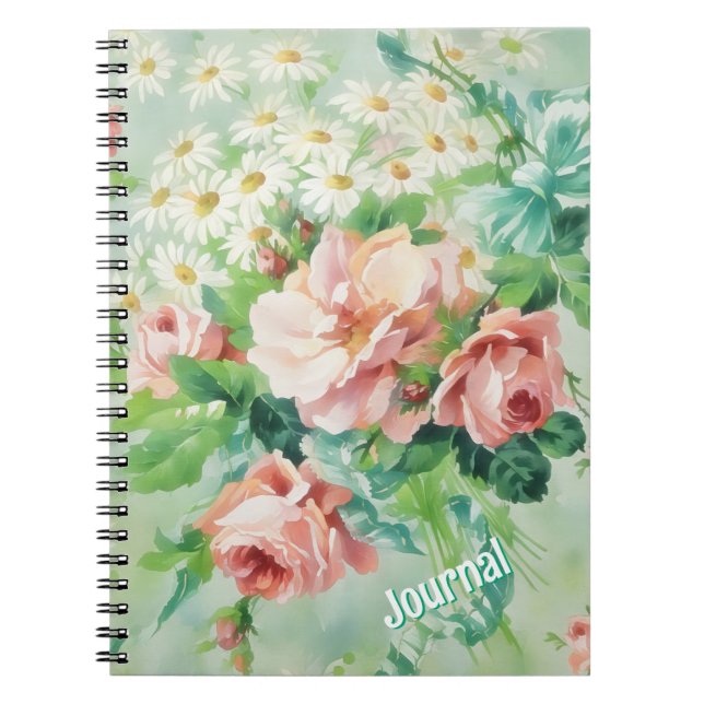 Vintage Rose Flowers Personalized Journal (Front)