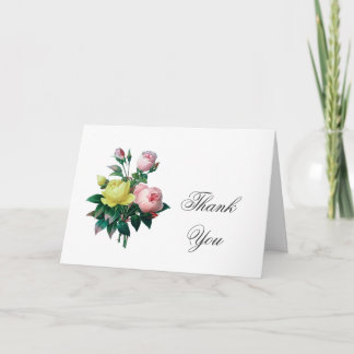 vintage rose flowers thank you card