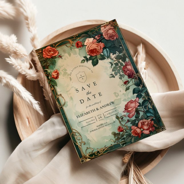 Vintage Rose Frame Botanical Wedding Save The Date (Creator Uploaded)