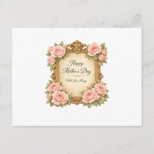 Vintage Rose Frame Mother's Day   Antique Holiday Postcard