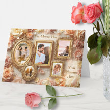 Vintage Rose Frames with Soft Gold Floral Glow