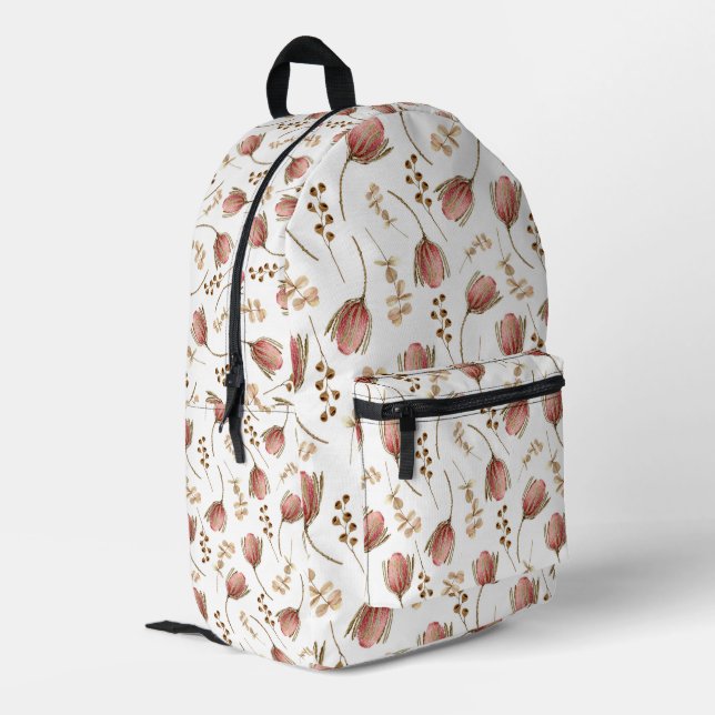 Vintage Rose Garden Printed Backpack (Back Corner Left)