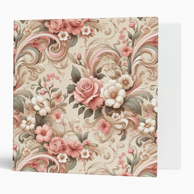 Vintage Rose Garden Scrollwork  Binder (Front/Inside)