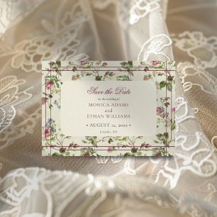 Vintage rose garden wedding  save the date