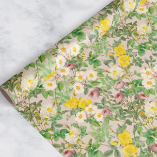 Vintage Rose Garden Wrapping Paper in Soft Blush B