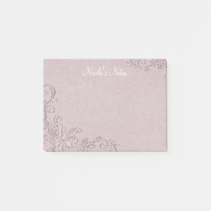 Vintage Rose Glam Embossed Look Personalized Post-it Notes