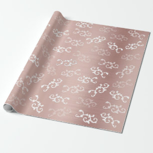 Vintage Rose Gold Damask Pattern  Wrapping Paper