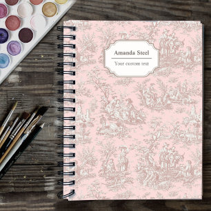 Vintage Rose Gold French Pastoral Toile De Jouy Notebook