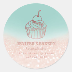Vintage Rose gold Homemade cupcakes and sweets Classic Round Sticker