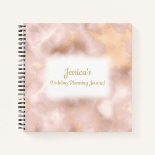 Vintage Rose Gold Marble Wedding Planner Notebook