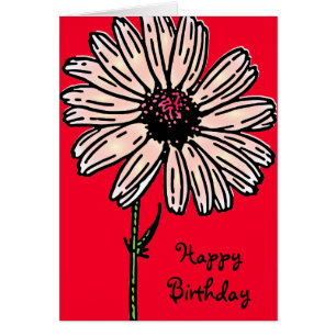 Vintage rose grande fleur marguerite sur rouge pou