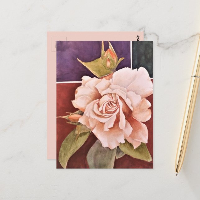VINTAGE ROSE GRATITUDE POSTCARD (Front/Back In Situ)