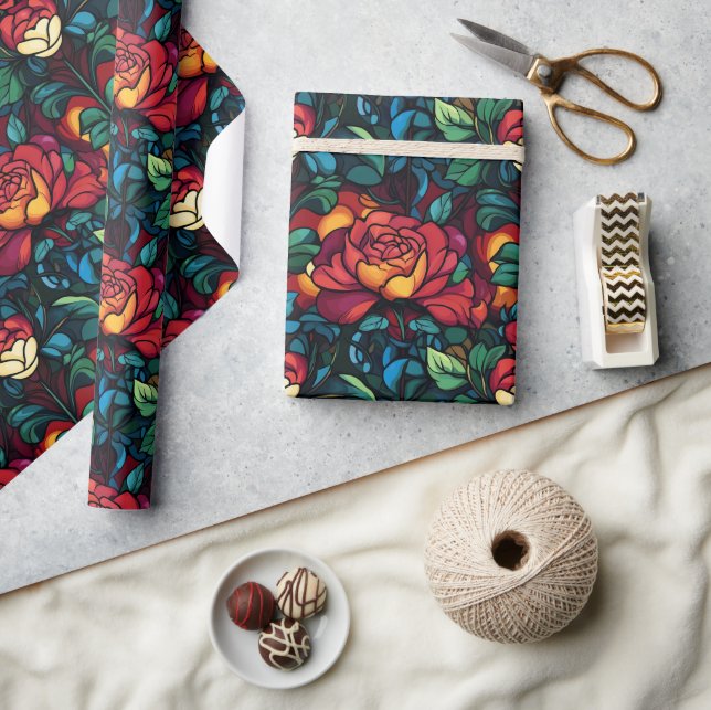 Vintage Rose Greenery Wrapping Paper (Crafts)