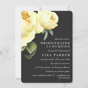 Vintage Rose Grey Bridesmaid Luncheon Wedding Invitation