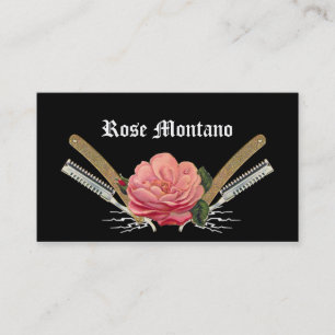 Vintage Rose Hair Razor Black Stylist Card