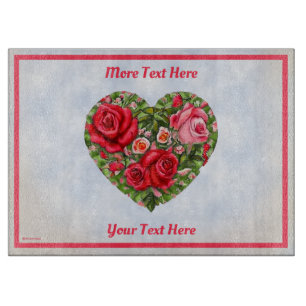 Vintage Rose Heart Cutting Board