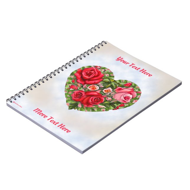 Vintage Rose Heart  Notebook (Left Side)