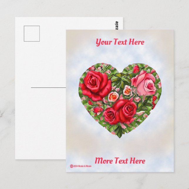Vintage Rose Heart  Postcard (Front/Back)