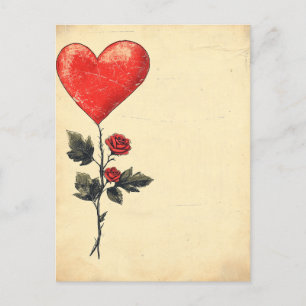Vintage Rose HeartvLove Valentine's Day  Postcard