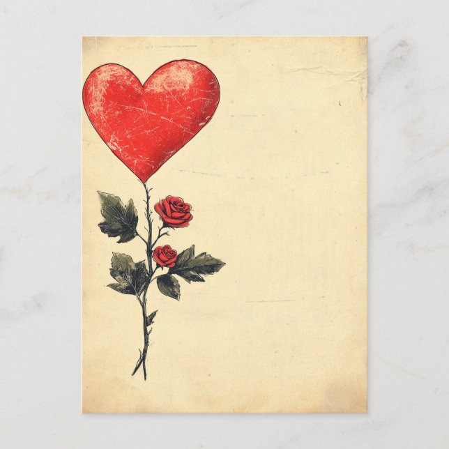 Vintage Rose HeartvLove Valentine's Day  Postcard (Front)