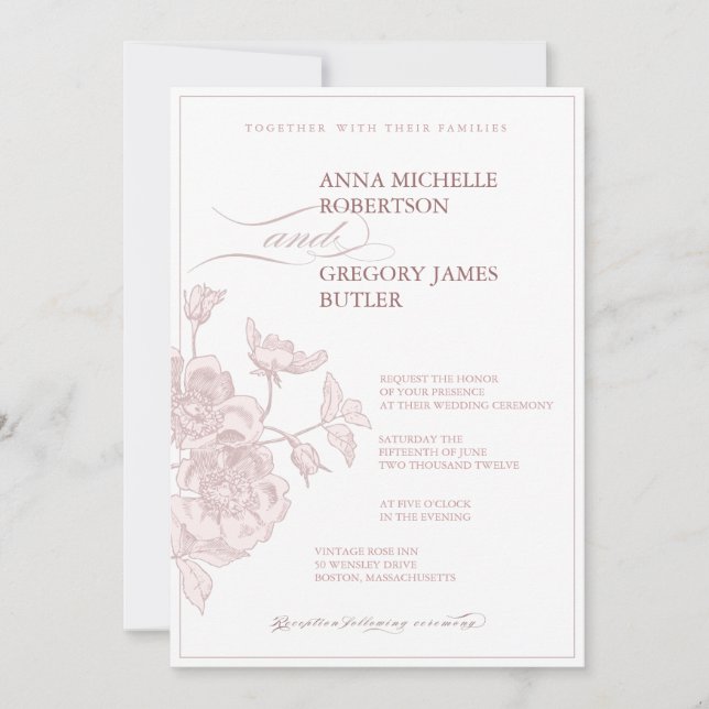 Vintage Rose Invitation (Front)
