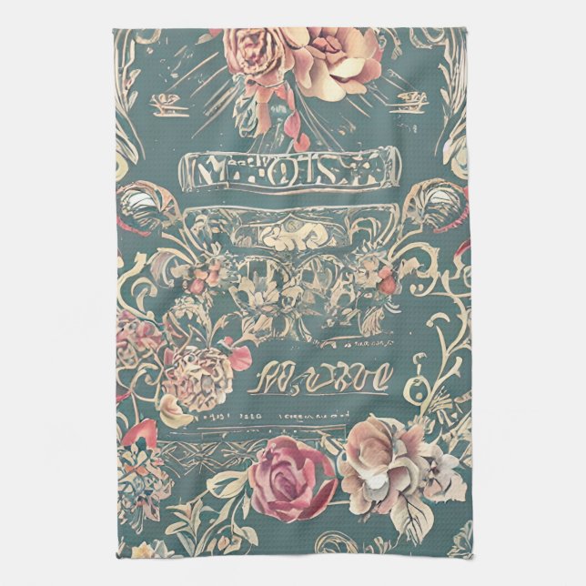 Vintage Rose Kitchen Towel (Vertical)