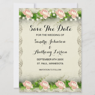Vintage Rose & Lace Save The Date