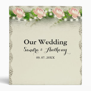 Vintage Rose & Lace Wedding Invitation Photo Album Binder