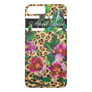 Vintage rose Leopard detail  monogrammed Case-Mate iPhone Case