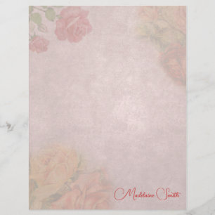Vintage Rose Letterhead with Name