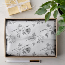 Vintage Rose Line Art Botanical Pattern in Black