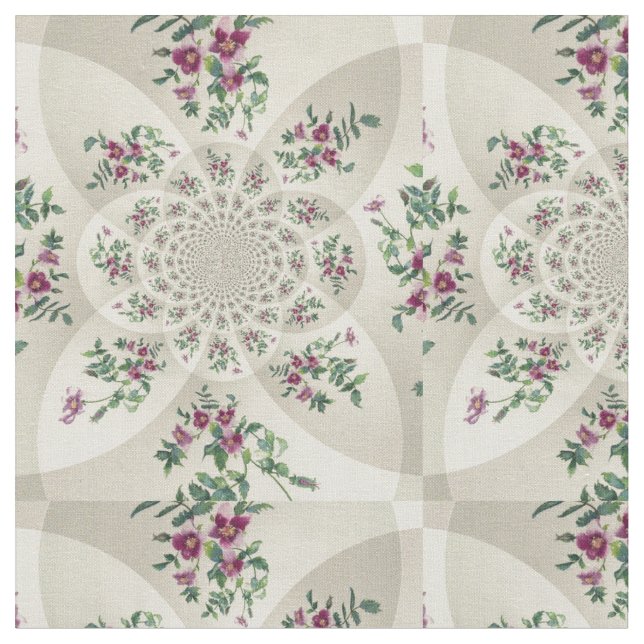 Vintage Rose Mandala Fabric (Close Up)