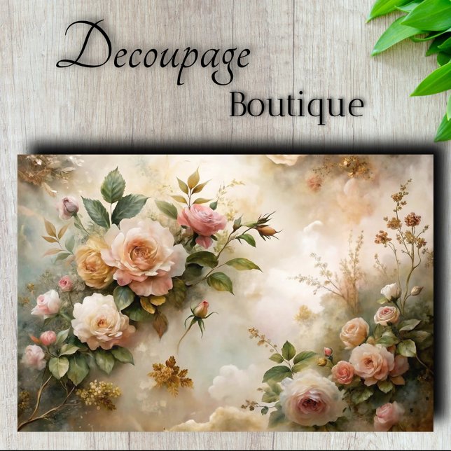 Vintage Rose Mist Dream Decoupage Tissue Paper (Rose Mist Dream Decoupage Tissue Paper)