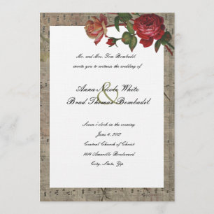Vintage Rose Music Wedding Invitation