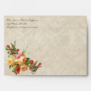 Vintage Rose n birds,  Wedding Invite Envelopes