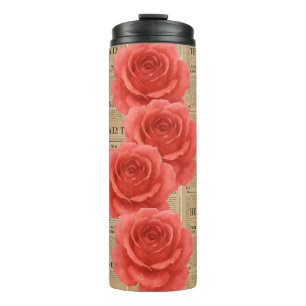 Vintage Rose on Antique Paper Thermal Tumbler