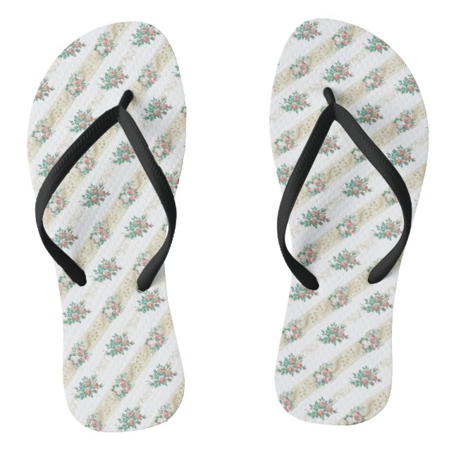 Vintage Rose Pattern - Flip Flops (Footbed)
