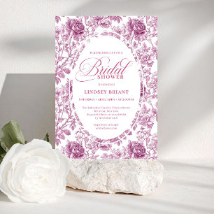 Vintage Rose Pattern Floral Toile Bridal Shower   Invitation