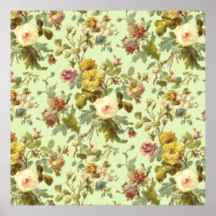  Vintage Rose Pattern Poster