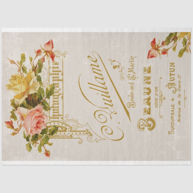 Vintage Rose Photography Ephemera Tissue Paper (Front)