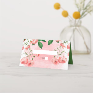 Vintage Rose Pink Floral Botanical Wedding Place Card