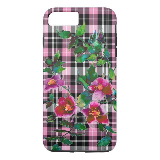 Vintage Rose - pink plaid Case-Mate iPhone Case (Back)