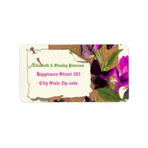 Vintage rose  pois doux fleurs mariage étiquette