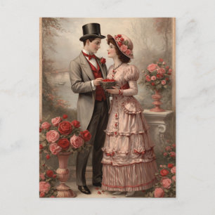 Vintage Rose Postcard Back   Elegant Victorian 
