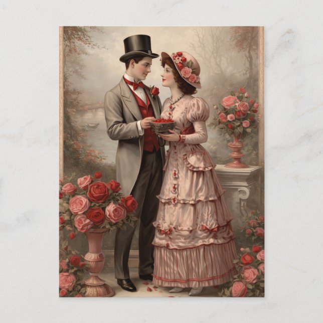 Vintage Rose Postcard Back | Elegant Victorian  (Front)